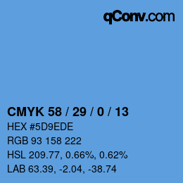 Code couleur: CMYK 58 / 29 / 0 / 13 | qconv.com