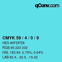 Código de color: CMYK 59 / 4 / 0 / 9 | qconv.com