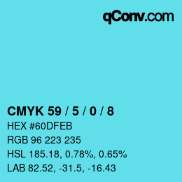 Farbcode: CMYK 59 / 5 / 0 / 8 | qconv.com