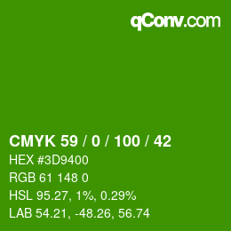 Color code: CMYK 59 / 0 / 100 / 42 | qconv.com