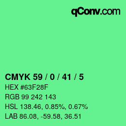 Farbcode: CMYK 59 / 0 / 41 / 5 | qconv.com