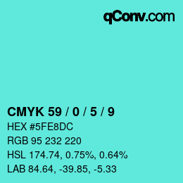 Código de color: CMYK 59 / 0 / 5 / 9 | qconv.com