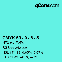 Code couleur: CMYK 59 / 0 / 6 / 5 | qconv.com