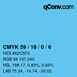 Código de color: CMYK 59 / 18 / 0 / 6 | qconv.com