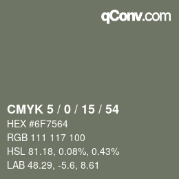 Code couleur: CMYK 5 / 0 / 15 / 54 | qconv.com