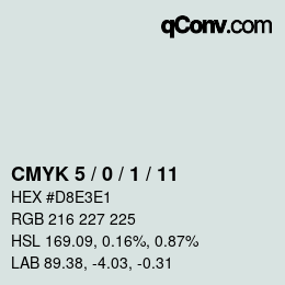 カラーコード: CMYK 5 / 0 / 1 / 11 | qconv.com