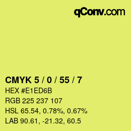 Code couleur: CMYK 5 / 0 / 55 / 7 | qconv.com