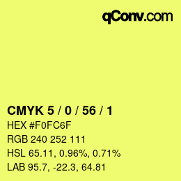 Farbcode: CMYK 5 / 0 / 56 / 1 | qconv.com