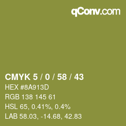 Code couleur: CMYK 5 / 0 / 58 / 43 | qconv.com