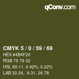 Color code: CMYK 5 / 0 / 59 / 69 | qconv.com