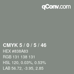 Código de color: CMYK 5 / 0 / 5 / 46 | qconv.com