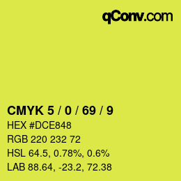 Farbcode: CMYK 5 / 0 / 69 / 9 | qconv.com