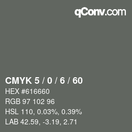 カラーコード: CMYK 5 / 0 / 6 / 60 | qconv.com