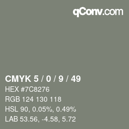 Código de color: CMYK 5 / 0 / 9 / 49 | qconv.com