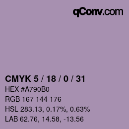 カラーコード: CMYK 5 / 18 / 0 / 31 | qconv.com