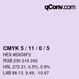 カラーコード: CMYK 5 / 11 / 0 / 5 | qconv.com