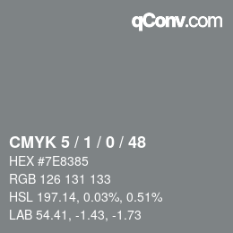 カラーコード: CMYK 5 / 1 / 0 / 48 | qconv.com