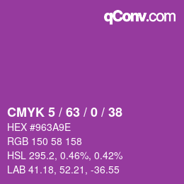 カラーコード: CMYK 5 / 63 / 0 / 38 | qconv.com