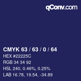 Code couleur: CMYK 63 / 63 / 0 / 64 | qconv.com