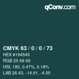 Código de color: CMYK 63 / 0 / 0 / 73 | qconv.com