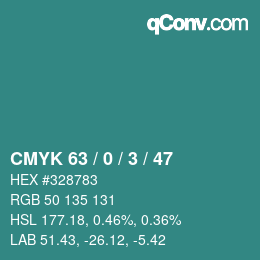 カラーコード: CMYK 63 / 0 / 3 / 47 | qconv.com