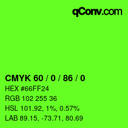 カラーコード: CMYK 60 / 0 / 86 / 0 | qconv.com