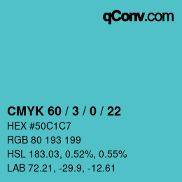 Código de color: CMYK 60 / 3 / 0 / 22 | qconv.com