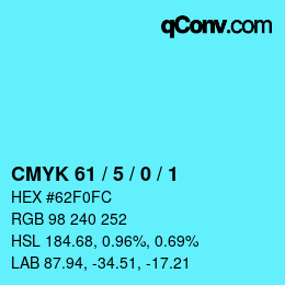 Code couleur: CMYK 61 / 5 / 0 / 1 | qconv.com