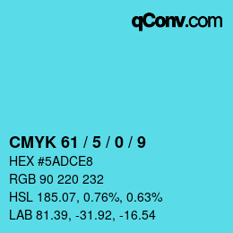 Farbcode: CMYK 61 / 5 / 0 / 9 | qconv.com