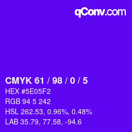 カラーコード: CMYK 61 / 98 / 0 / 5 | qconv.com