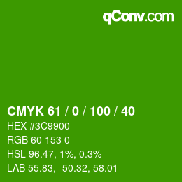 Código de color: CMYK 61 / 0 / 100 / 40 | qconv.com