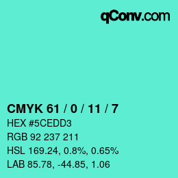 Código de color: CMYK 61 / 0 / 11 / 7 | qconv.com