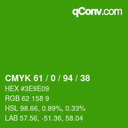 Código de color: CMYK 61 / 0 / 94 / 38 | qconv.com