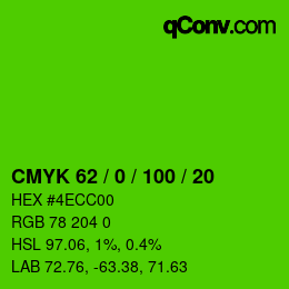 Código de color: CMYK 62 / 0 / 100 / 20 | qconv.com