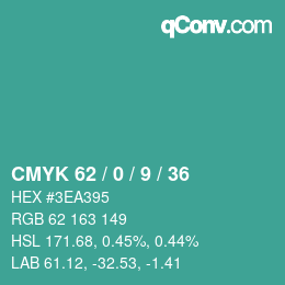 Color code: CMYK 62 / 0 / 9 / 36 | qconv.com