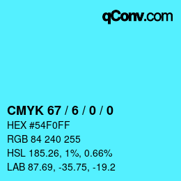 カラーコード: CMYK 67 / 6 / 0 / 0 | qconv.com