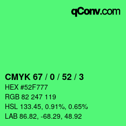 カラーコード: CMYK 67 / 0 / 52 / 3 | qconv.com