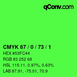 Código de color: CMYK 67 / 0 / 73 / 1 | qconv.com