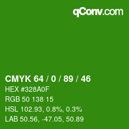 Código de color: CMYK 64 / 0 / 89 / 46 | qconv.com