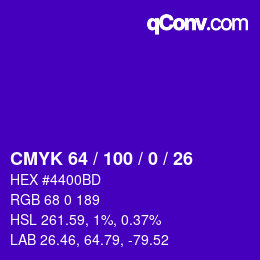 カラーコード: CMYK 64 / 100 / 0 / 26 | qconv.com