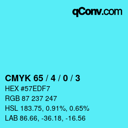 カラーコード: CMYK 65 / 4 / 0 / 3 | qconv.com