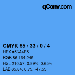 Código de color: CMYK 65 / 33 / 0 / 4 | qconv.com