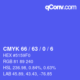 Código de color: CMYK 66 / 63 / 0 / 6 | qconv.com