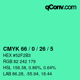 Code couleur: CMYK 66 / 0 / 26 / 5 | qconv.com