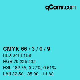 カラーコード: CMYK 66 / 3 / 0 / 9 | qconv.com