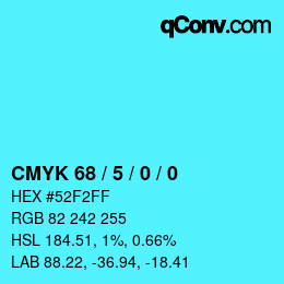 Code couleur: CMYK 68 / 5 / 0 / 0 | qconv.com