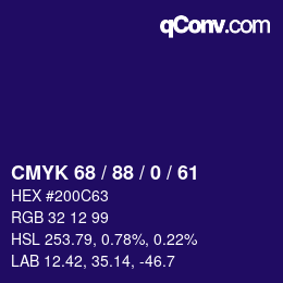 カラーコード: CMYK 68 / 88 / 0 / 61 | qconv.com