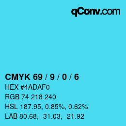 Código de color: CMYK 69 / 9 / 0 / 6 | qconv.com