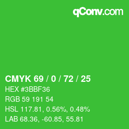 Color code: CMYK 69 / 0 / 72 / 25 | qconv.com