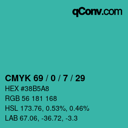 Farbcode: CMYK 69 / 0 / 7 / 29 | qconv.com